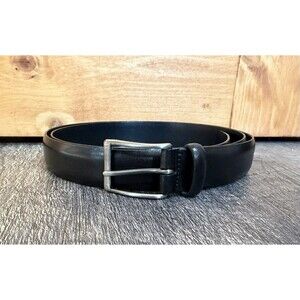 Coach Black Calfskin Leather Belt Women’s 38 Large Solid Brass Silver Buckle